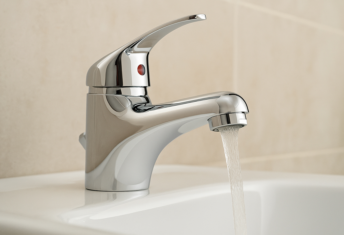 Απεικονίζεται η μπαταρία τοποθετημένη σε έναν νιπτήρα.